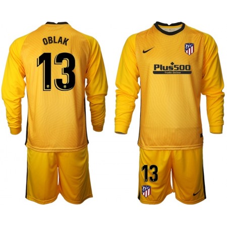 Koszulka Atlético Madryt Jan Oblak 13 Bramkarska Dziecięcy Koszulki Piłkarskie 2020-2021 M002 Długi Rękaw